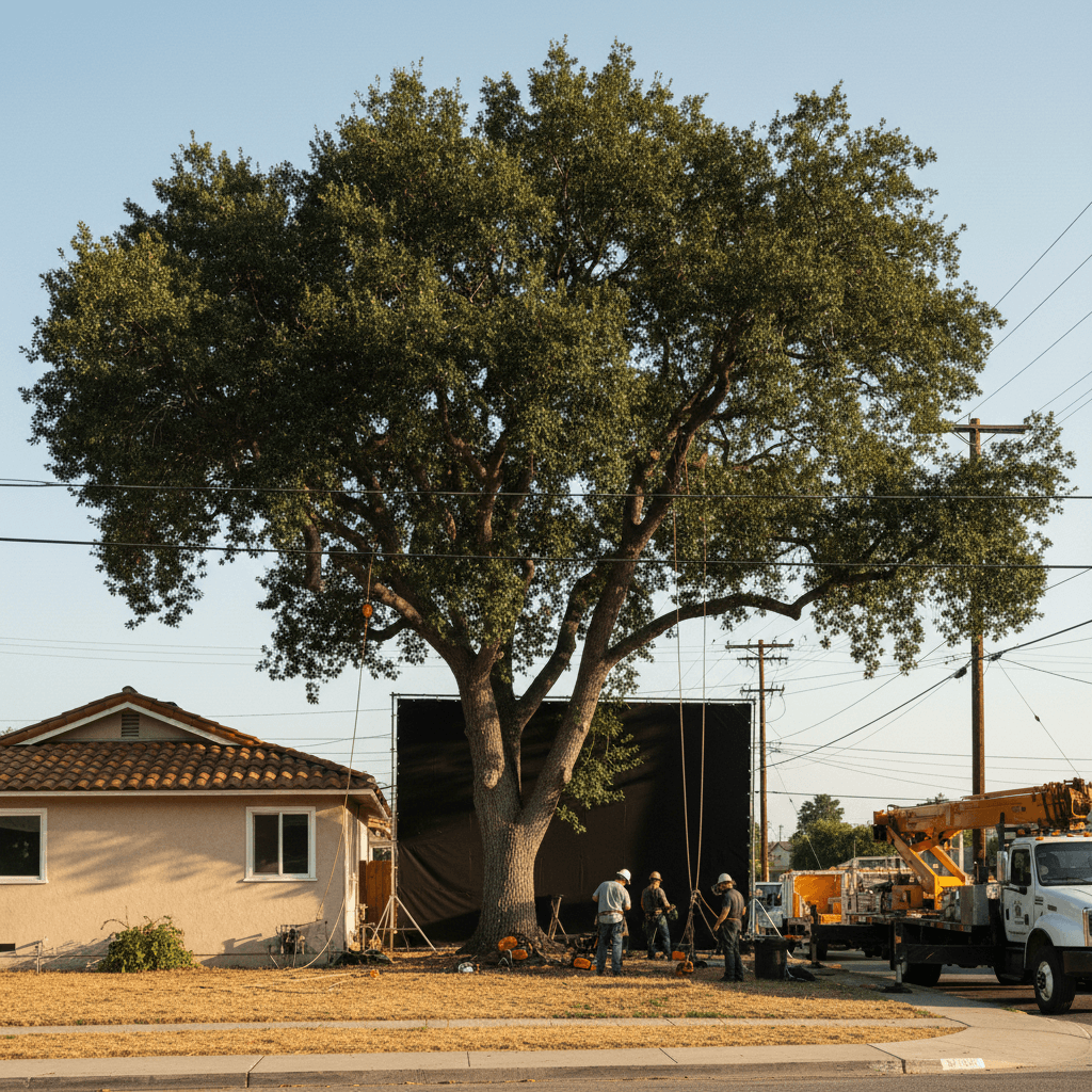 Residential tree service operation in Glendale yard