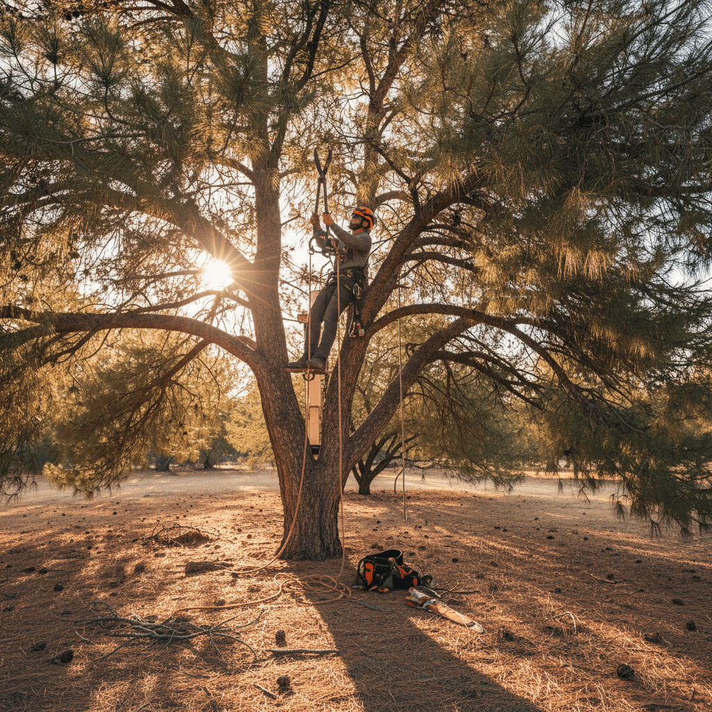 Professional tree pruning with selective branch removal for tree health