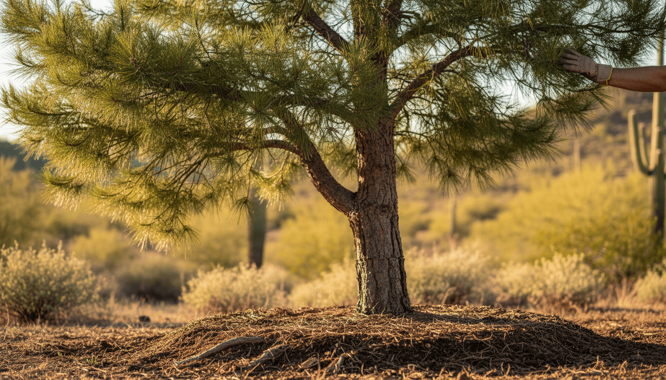 Healthy green pine tree in Glendale with vibrant foliage and rich soil
