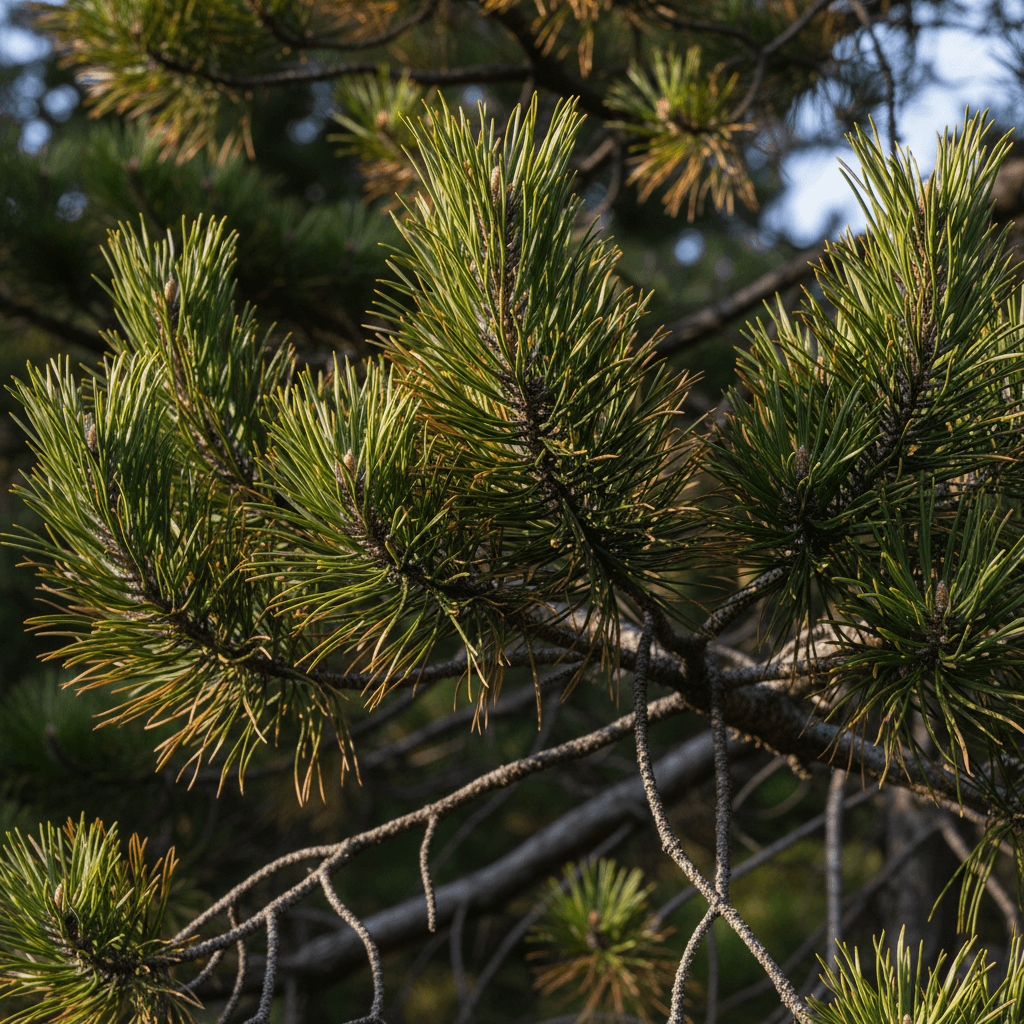Close-up of healthy pine tree foliage demonstrating preservation results